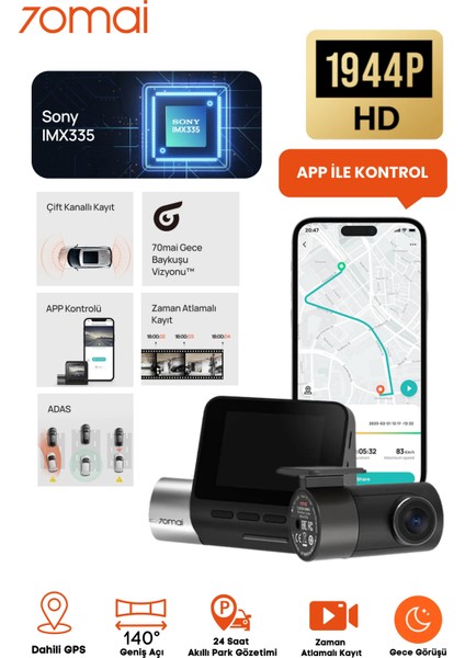 DashCam A500s-1 Araç İçi Kamera + RC06 Arka Kamera Set