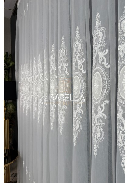 Sultan Esintisi Ttm Zeminli Yumuşak Döküm Kadife Kord Nakış Ağır Tül Perde(1x3 Pileli Dikilmiş) fiyatları