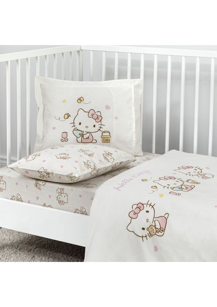 Taç Lisanslı Hello Kitty Cute Baby Pamuk Bebek Nevresim Takımı modelleri