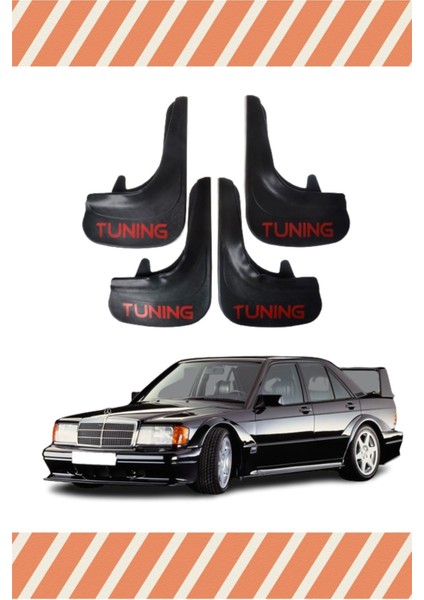 Mercedes 190 E Tunıng Yazılı 4'lü Tozluk Çamurluk Paçalık