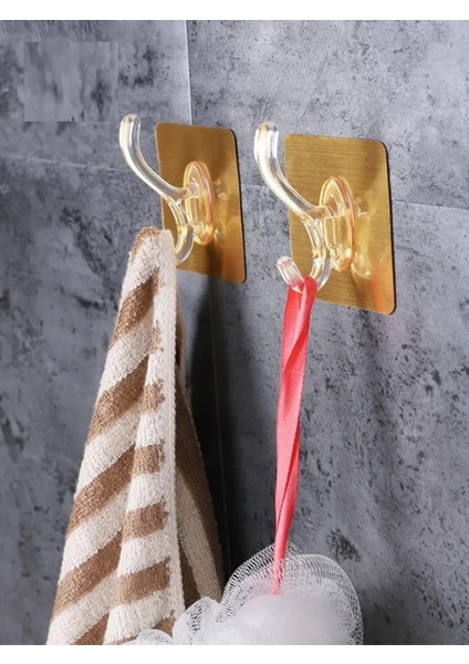 6lı Gold Kanca Askı Güçlü Yapışkanlı Mutfak Banyo Askısı