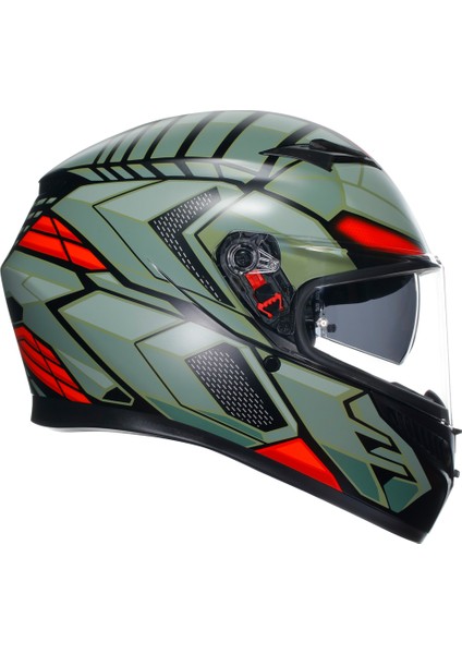 K3 Decept Matt Black Green Red Kapalı Kask fiyatları