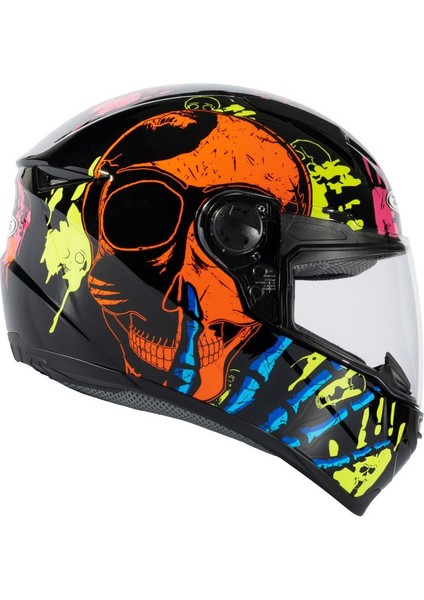 ZS-811A AL-37 Black Orange Kapalı Kask