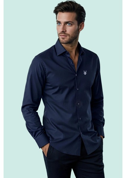 Erkek Slim Fit Kısa Kollu Gömlek Yaka Düz Desen Basic Siluet Rahat Günlük Kaliteli Malzeme