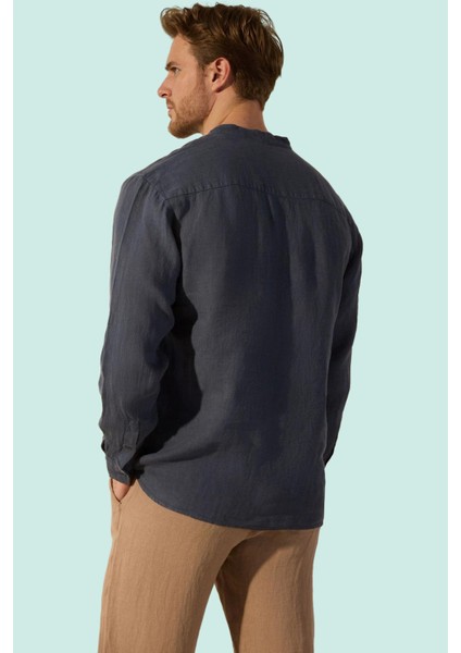 Erkek Keten Gömlek Hakim Yaka Uzun Kollu Regular Günlük Kombinler Yaz Aylarının Vazgeçilmezi modelleri