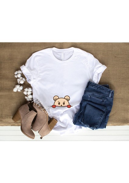 Sevimli Ayıcık Hamile Tişörtü – Bebek Duyuru ve Baby Shower Hediyesi, Komik Anne Adayı Tişörtü