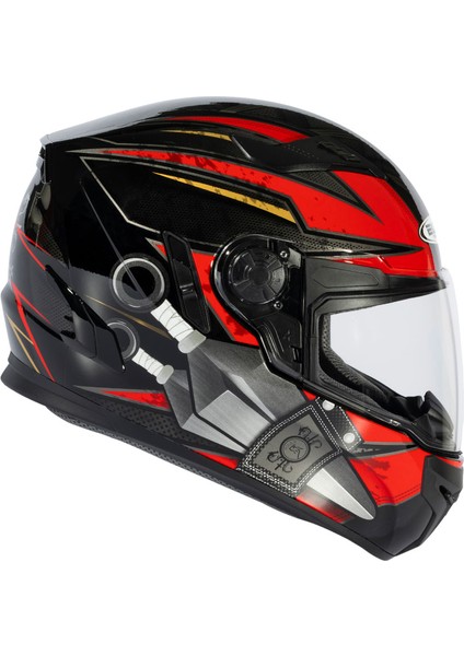 ZS-813A AN36 Black Red Kapalı Kask