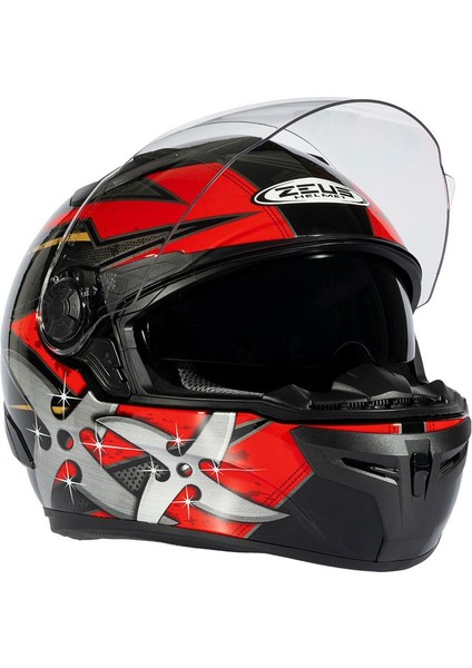 ZS-813A AN36 Black Red Kapalı Kask modelleri