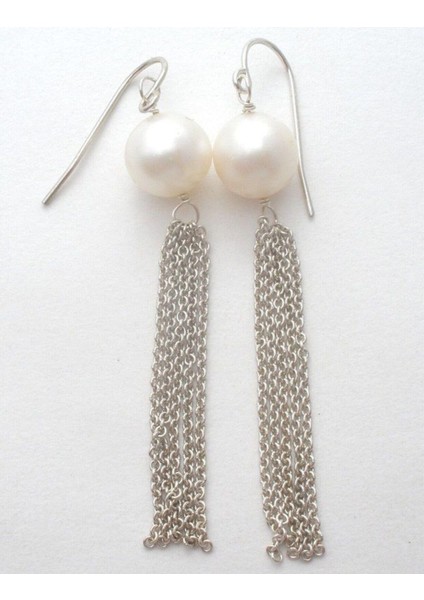 Zarif Gümüş Renk Inci Zincir Kadın Küpe ile Şıklığınızı Tamamlayın