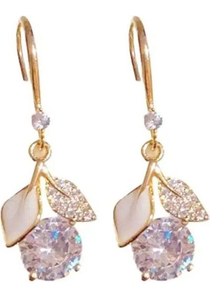 Kore Tarzı Kristal Yaprak Damla Küpe ile Şıklığınızı Tamamlayın modelleri