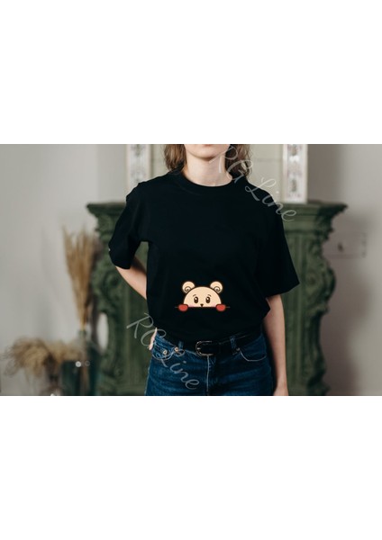 Sevimli Ayıcık Hamile Tişörtü – Bebek Duyuru ve Baby Shower Hediyesi, Komik Anne Adayı Tişörtü