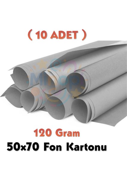 Gri Fon Kartonu 50X70 cm 10'lu Paket 120 gr Renkli Fon Kartonu