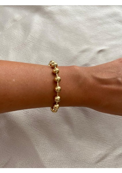Büyük Boncuklu Çelik Gold Bileklik fırsatları