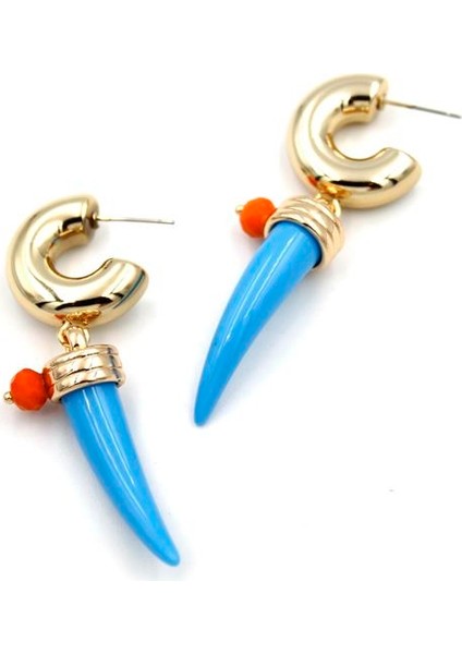 Fildişi Halka Küpe - Mavi fiyatları