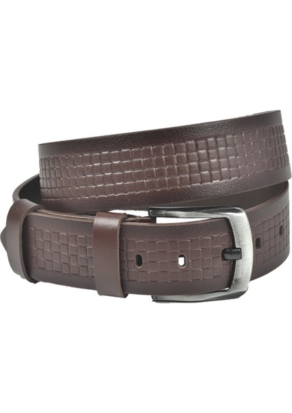 Hakiki Manda Derisi Kot Kemeri 4,5 cm Kare Desenli Spor Kot Kemeri 2502632