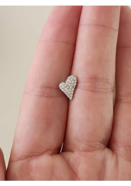 Kalp Zirkon Taşlı Model Kıkırdak Tragus Helix Piercing Gümüş Renk Küpe fiyatları