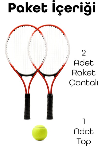 3lü Set Deluxe 21 Inç Çocuk Genç Tenis Raketi Seti Çantalı Çocuk Tennis L2 Grip 53 cm Kırmızı 670 modelleri
