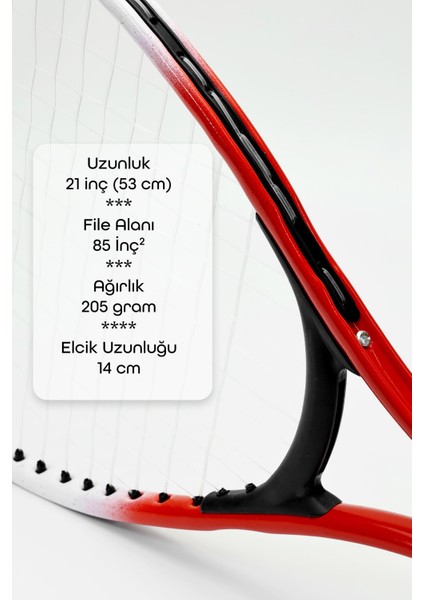 3lü Set Deluxe 21 Inç Çocuk Genç Tenis Raketi Seti Çantalı Çocuk Tennis L2 Grip 53 cm Kırmızı 670 fırsatları