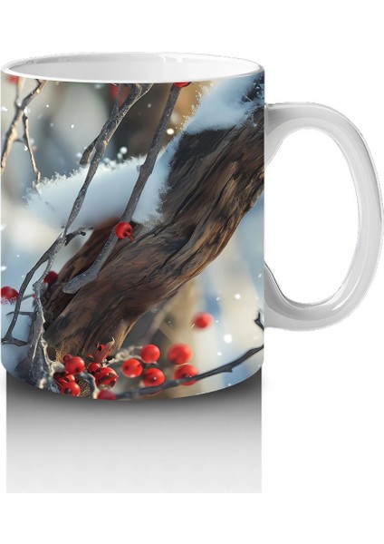 Karlı Dallarda Kardinal Kuş Çifti – Baskılı Kahve Kupası fırsatları