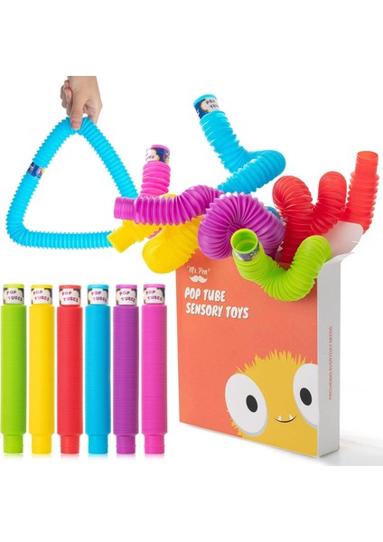 6'lı Pop Tubes Renkli Uzayan Hortum Bükülebilir Aktivite Borusu’ Duyusal Algısal Motor Gelişim