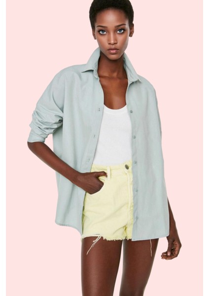 Kadın Oversize Pamuklu Dokuma Gömlek Basic Kalıp Günlük Kullanım Için Yaz Aylarının Vazgeçilmezi