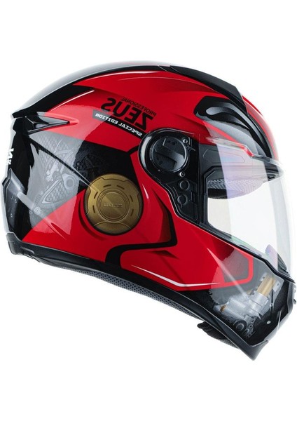 ZS-811A AL39 Black Red Kapalı Kask
