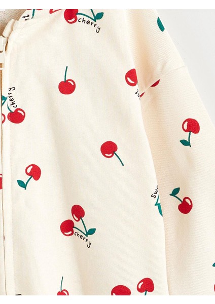 Kiraz Baskılı Kız Çocuk Fermuarlı Sweatshirt (W5) fiyatları