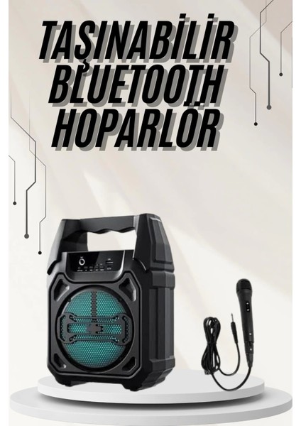 Bluetooth Hoparlör Led Işıklı Taşınabilir Kablosuz Speaker Uzun Pil Ömrü