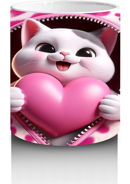 Leopar Desenli Kalpte Sevimli Kedi– Baskılı Kahve Kupası modelleri