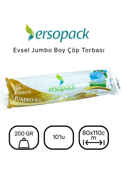 Evsel 80 x 110 cm Çöp Torbası Jumbo Boy Çöp Poşeti Mavi 10 x 4'lü fiyatları