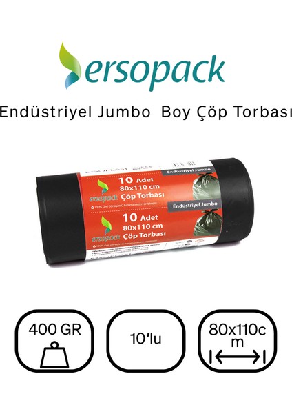 Endüstriyel 80 x 110 cm Çöp Torbası 10 x 4'lü Jumbo Boy Çöp Poşeti Siyah fiyatları