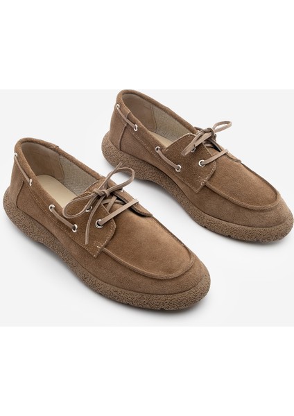 Kadın Hakiki Deri Bağlamalı Loafer Günlük Ayakkabı Enita Camel Süet indirimleri