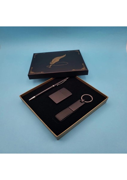 Siyah Anahtarlık Çakmak ve Tükenmez Kalem