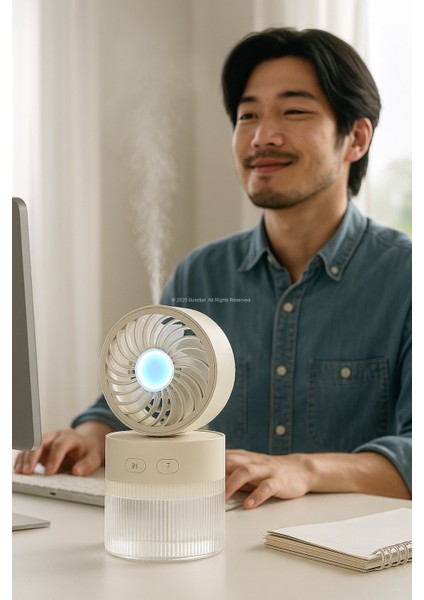 Soğuk Buharlı Sessiz Mini Masaüstü Fan Nemlendirici LED Işıklı 3 Kademeli Taşınabilir modelleri