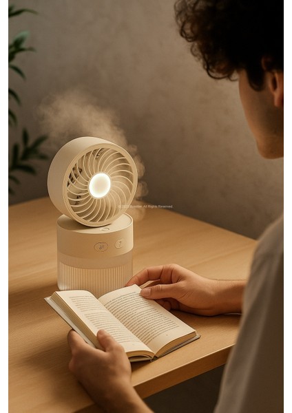 Soğuk Buharlı Sessiz Mini Masaüstü Fan Nemlendirici LED Işıklı 3 Kademeli Taşınabilir fırsatları