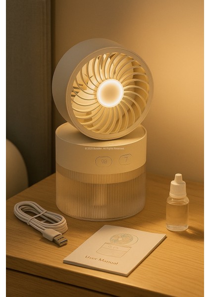 Soğuk Buharlı Sessiz Mini Masaüstü Fan Nemlendirici LED Işıklı 3 Kademeli Taşınabilir indirimleri