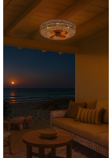 Vanti 15W 4XE27 Hasır Avizeli Kumandalı Tavan Vantilatörü KCF301 fırsatları