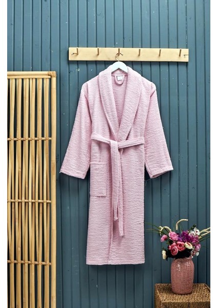 Kutulu %100 Pamuk Tek Bornoz Şalyaka-A.pembe (L Beden)