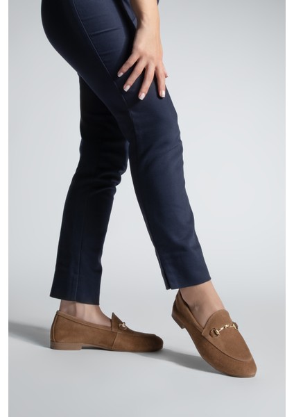 Kadın Hakiki Deri Zincirli Loafer Günlük Ayakkabı Tanle Taba Süet fırsatları