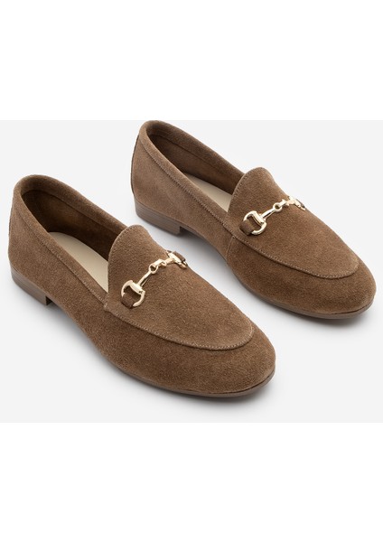 Kadın Hakiki Deri Zincirli Loafer Günlük Ayakkabı Tanle Taba Süet indirimleri