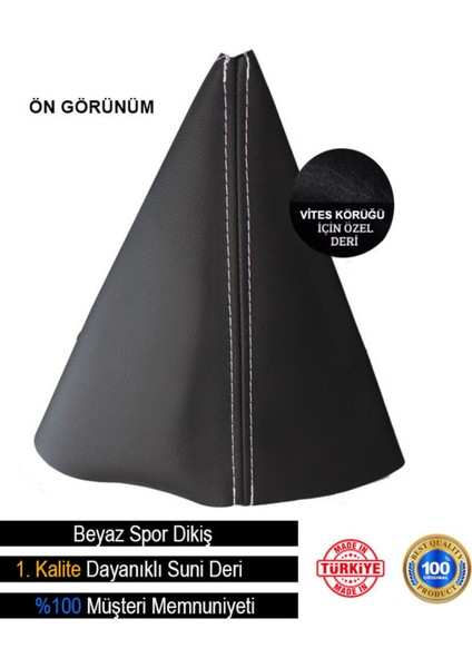 Geely Emgrand Siyah Deri Özel Tasarım Beyaz Spor Dikiş Vites Körüğü