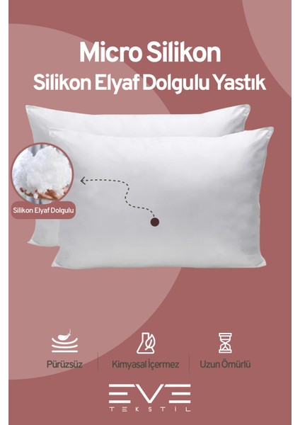 1 Adet Silikon Elyaf Nonwoven Yıkanabilir Antialerjik Vakumlu Yastık Seti 50X70CM 600 gr fiyatları