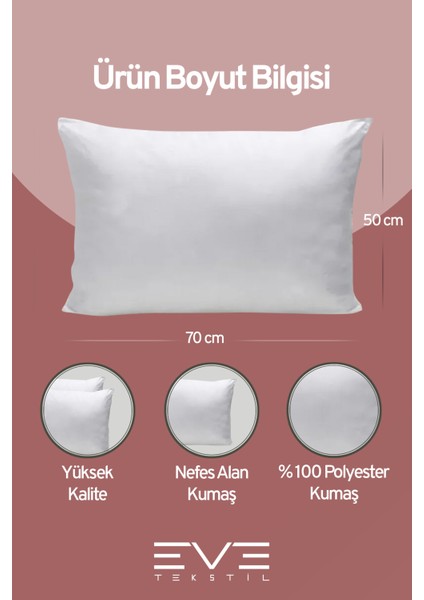 1 Adet Silikon Elyaf Nonwoven Yıkanabilir Antialerjik Vakumlu Yastık Seti 50X70CM 600 gr modelleri