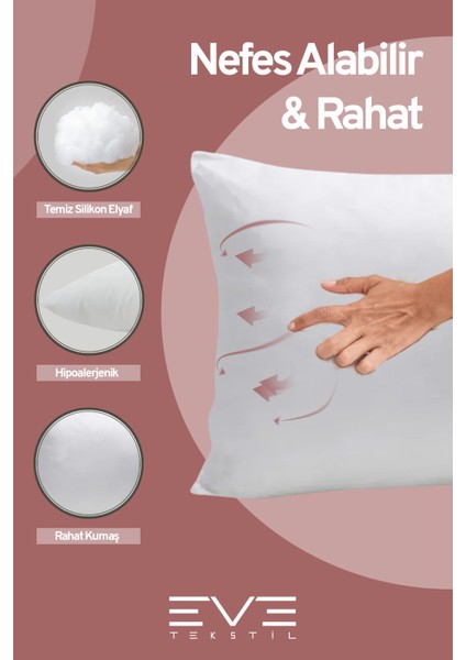 1 Adet Silikon Elyaf Nonwoven Yıkanabilir Antialerjik Vakumlu Yastık Seti 50X70CM 600 gr fırsatları