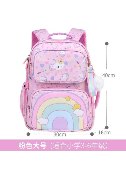 Gökkuşağı Ilkokul Çantası Kız Karikatür Sevimli 1-3 Sınıf Çocuk Okul Çantası (Yurt Dışından)