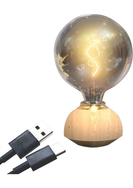 Cam LED Masa Lambası Dokunmatik Kısılabilir Masa Lambası Ahşap Desen (Yurt Dışından)