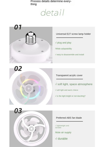 360 Dönebilen Tavan Vantilatörü Işık E27 Akıllı Vantilatör (Yurt Dışından) modelleri