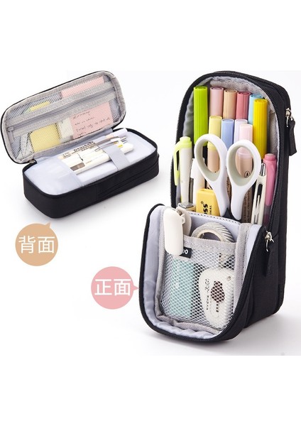 Ortaokul Öğrencileri ve Lise Öğrencileri Için Çift Katmanlı, Büyük Kapasiteli, Basit ve Yaratıcı Çok Fonksiyonlu Çanta Kalem Kutusu (Yurt Dışından)