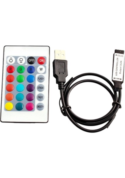 Rgb Kontrol Cihazı DC5V USB 5V 24 Tuş Rf Uzaktan Kablosuz Kontrol Cihazı (Yurt Dışından)