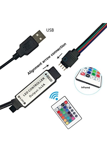 Rgb Kontrol Cihazı DC5V USB 5V 24 Tuş Rf Uzaktan Kablosuz Kontrol Cihazı (Yurt Dışından) modelleri